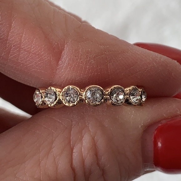 💐5/25 rhinestone gold tone simple bling 6 clear crystal band - Picture 1 of 7